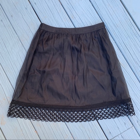 Elie Tahari Black Silk Skirt with Eyelit Detail 2 - Picture 1 of 10